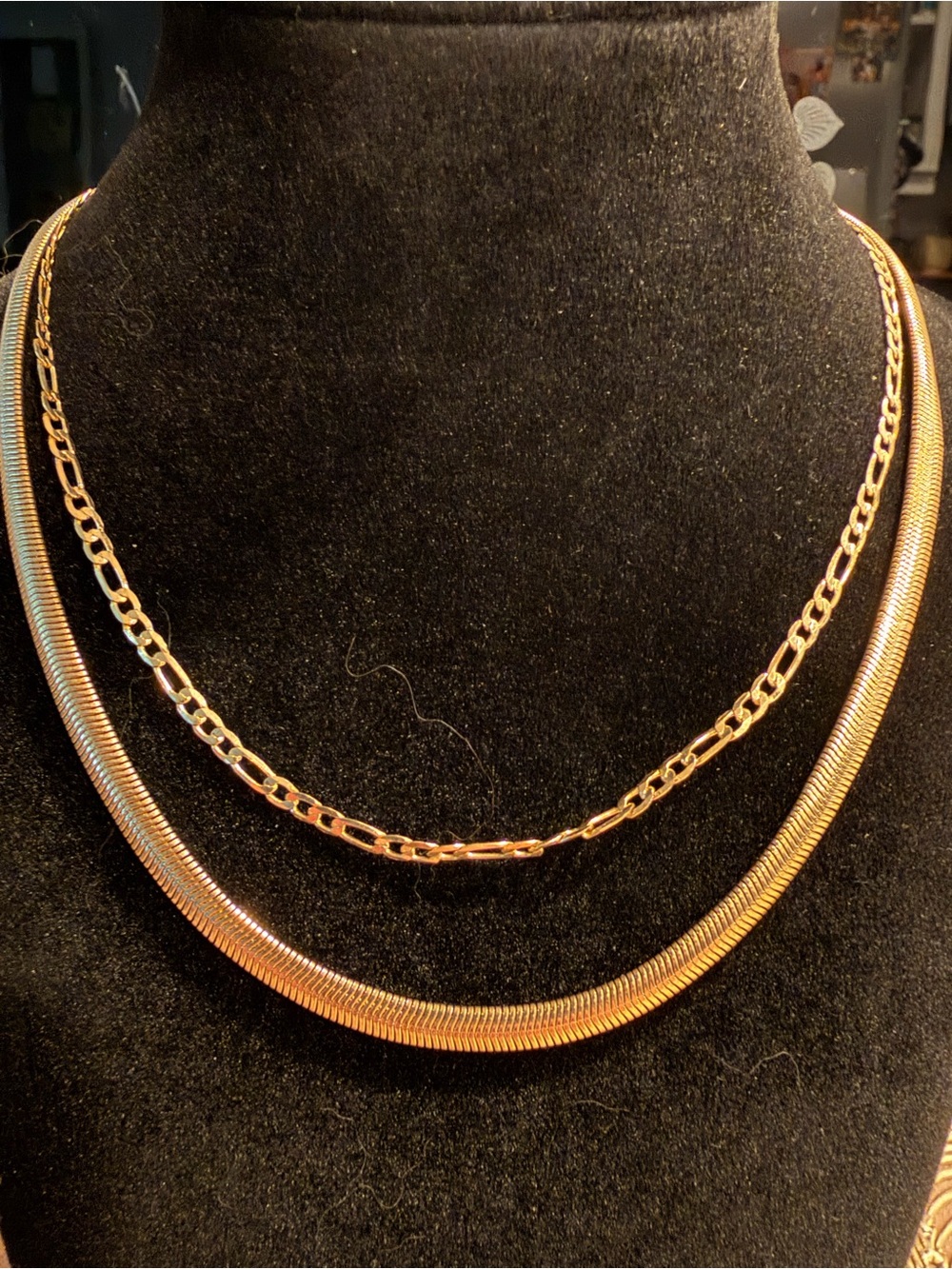 Gold Layered Snake & Figaro Chain Necklace Set - Women's Jewelry